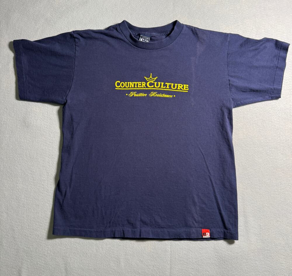 Vintage 90s Y2K Counter Culture Skateboard Positive Resistance T-Shirt Sz Large